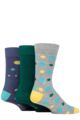 Mens 3 Pair SOCKSHOP Wildfeet Patterned Spots and Stripes Bamboo Socks - Grey Multi Size Spots