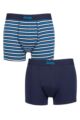 Mens 2 Pack Jeep Cotton Fitted Striped Trunks - Navy / Blue