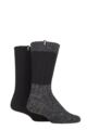 Mens 2 Pair Jeep Wool Blend Cable Knit Boot Socks - Black / Charcoal