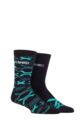 Mens 2 Pair Jeep Heavy Cushioned Bamboo Boot Socks - Navy / Turquoise
