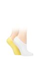 Ladies 2 Pair SOCKSHOP Wildfeet Plain Cushioned Bamboo Shoe Liners - White / Yellow