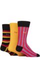 Mens 3 Pair Pringle Patterned Bamboo Socks - Vertical Stripes Black / Purple