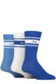Mens 3 Pair Pringle Bamboo Leisure Socks - Sport Stripe Blue / White