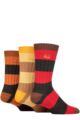 Mens 3 Pair Pringle Bamboo Leisure Socks - Stripes Red / Charcoal