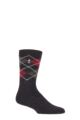 Mens 1 Pair SOCKSHOP Heat Holders 1.6 TOG Lite Striped, Patterned & Argyle Socks - Lyon Argyle Charcoal
