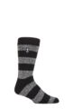 Mens 1 Pair SOCKSHOP Heat Holders 1.6 TOG Lite Striped, Patterned & Argyle Socks - Izmir Chunky Stripe Black / Grey