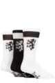 Mens 3 Pair Pringle Plain and Patterned Cotton Half-Cushioned Sports Socks - Logo Black / White
