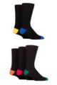 Mens 5 Pair SOCKSHOP Plain, Striped and Patterned Bamboo Socks - Classic / Black Heel and Toe