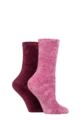 Ladies 2 Pair SOCKSHOP Chenille Boot Socks - Smokey Pink
