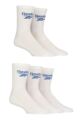 Mens and Ladies 5 Pair Reebok Foundation Cotton Crew Socks - White