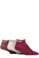 Mens and Ladies 3 Pair Reebok Essentials Cotton Ankle Socks with Arch Support and Mesh Top - Burgundy / White / Brown