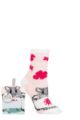 Ladies 1 Pair SOCKSHOP Wildfeet Gift Boxed Fluffy Slipper Socks - Mouse in a Tea Cup