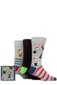 Mens 3 Pair SOCKSHOP Wildfeet Winter Wonderland Christmas Cube Gift Boxed Socks - Cacti