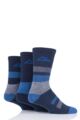 Mens 3 Pair Storm Bloc Striped Boot Socks - Navy / Blue