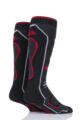 Mens 2 Pair Storm Bloc Long Leg Snow Socks - Black  /  Charcoal  /  Red