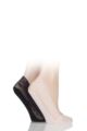 Ladies 2 Pair Elle Lace Shoe Liner Socks with Grip - Pink / Black