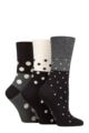 Ladies 3 Pair Gentle Grip Patterned Bamboo Socks - Mono Spots