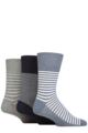 Mens 3 Pair SOCKSHOP Gentle Grip Cotton Holiday Socks - Navy / Denim Melange Stripe