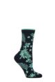 Ladies 1 Pair Thought Bamboo and Organic Cotton Floral Socks - Navy