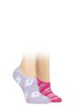 Ladies 2 Pair SOCKSHOP Wildfeet Animal and Patterned Cosy Slipper Socks with Grip - Flowers / Stripes