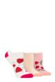 Ladies 3 Pair SOCKSHOP Wildfeet Novelty Cotton Trainer Socks - Raspberry