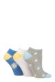 Ladies 3 Pair SOCKSHOP Wildfeet Novelty Cotton Trainer Socks - Daisies