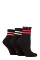 Ladies 3 Pair Elle Half Cushion Bamboo Sport Anklet Socks - Black