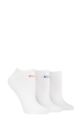 Ladies 3 Pair Elle Plain, Stripe and Patterned Cotton No-Show Socks - White Plain