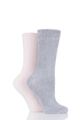 Ladies 2 Pair Elle Chenille Boot Socks - Opal Pink