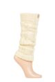 Ladies 1 Pair Elle Chunky Cable Knit Leg Warmers - Cream