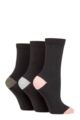 Ladies 3 Pair SOCKSHOP TORE 100% Recycled Heel and Toe Cotton Socks - Black