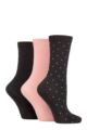 Ladies 3 Pair SOCKSHOP TORE 100% Recycled Dots Cotton Socks - Black