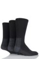 Mens 3 Pair Workforce Calf Length Safety Boot Socks Size 12 - 14 In Black - Black