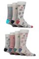 Mens 7 Pair Jeff Banks Recycled Cotton Patterned Socks - Swirl Light Grey