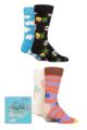 Mens and Ladies 4 Pair Happy Socks Good Times Gift Boxed Socks - Multi