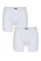 Mens 2 Pack Jeep Cotton Plain Fitted Key Hole Trunk Boxer Shorts - White