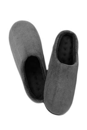 Mens 1 Pair Isotoner Corded Velour Pillowstep Mule Slippers In 2 Colours