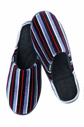 Mens 1 Pair Isotoner French Stripe Pillowstep Mule Slippers with Secret Plain Lining In 2 Colours Re