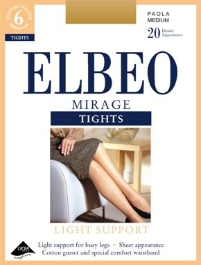 Ladies 1 Pair Elbeo Mirage Light Support Tights In 5 Colours Sherry