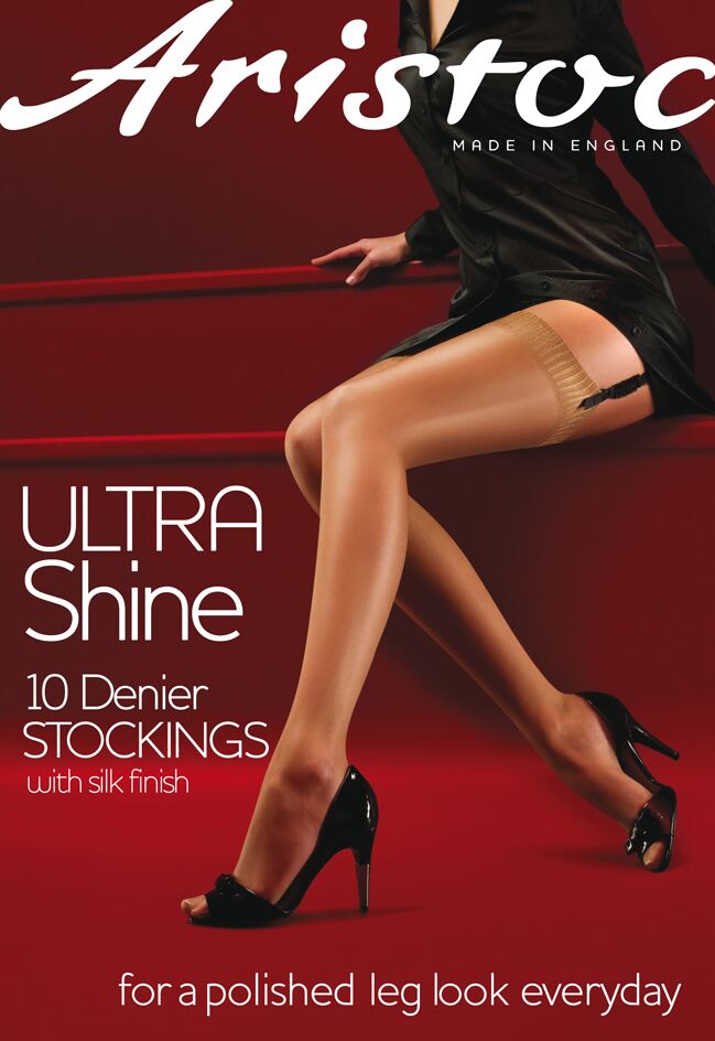 Ladies 1 Pair Aristoc 10 Denier Ultra Shine Stockings with Silk Finish In 4 Colours Illusion Small-M