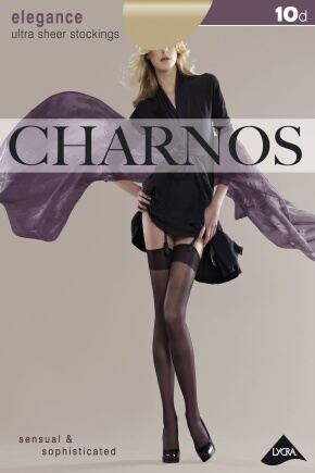Ladies 1 Pair Charnos 10 Denier Elegance Sheer Stockings In 3 Colours Black L