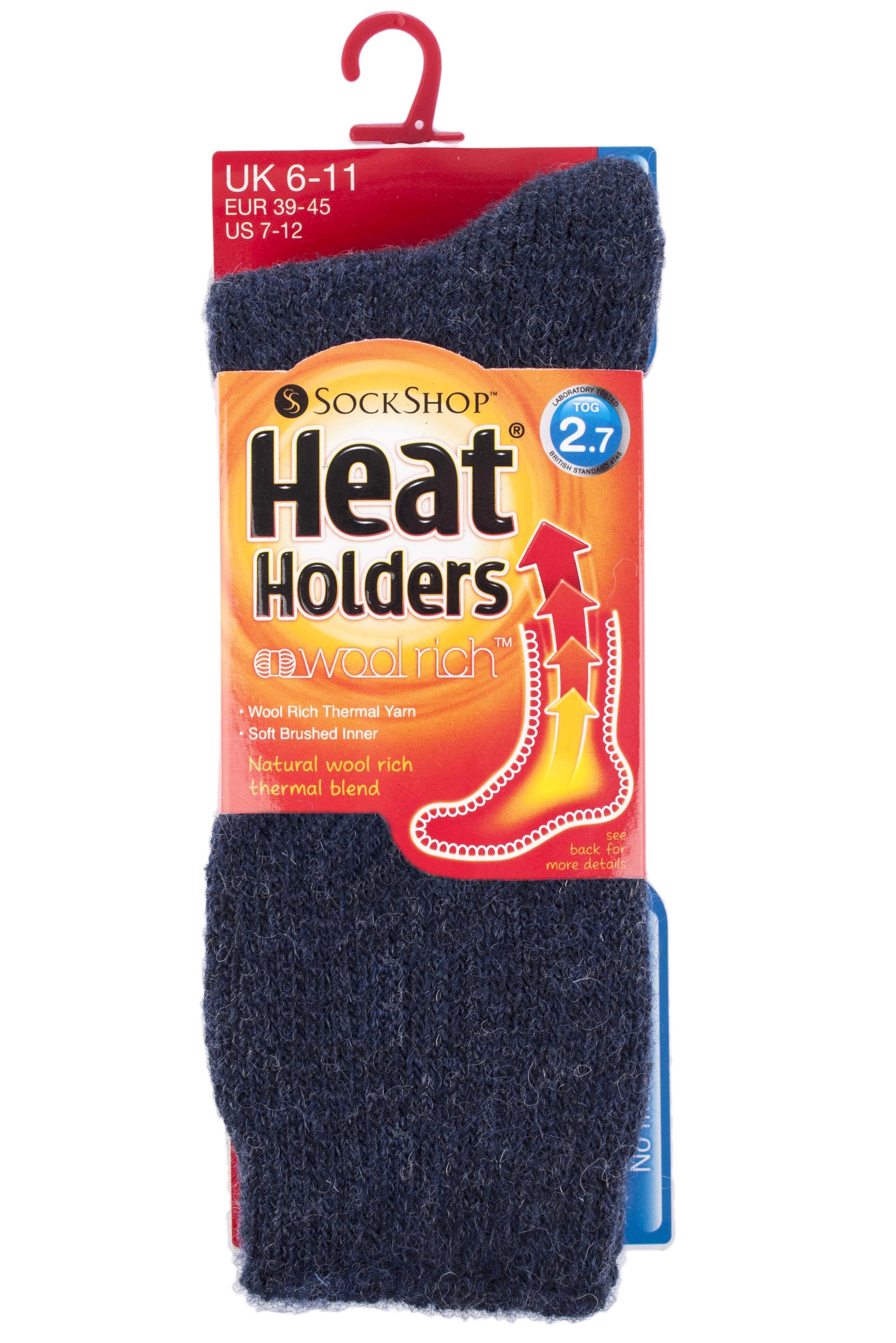 Mens Heat Holders Wool Rich Thermal Socks