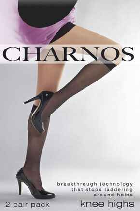 Ladies 2 Pair Charnos 10 Denier Run Resist Knee Highs In 2 Colours Black