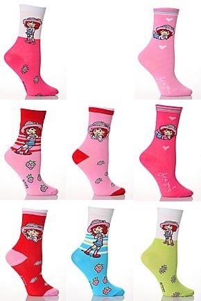 Girls 4 Pair TM Strawberry Shortcake Socks Assorted