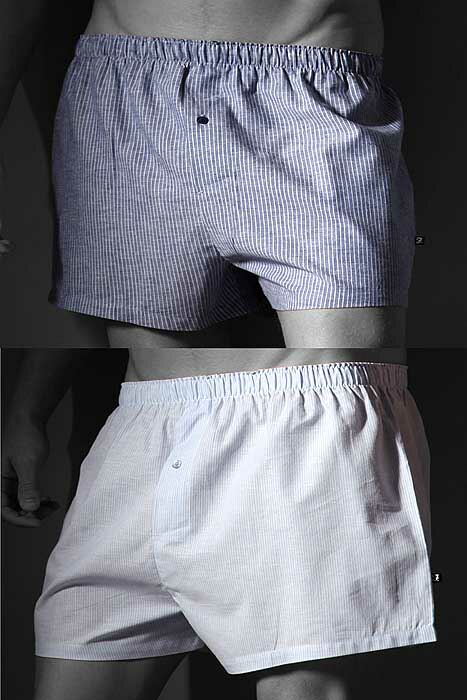 Mens 2 Pair Farah Easycare Woven Denim & Light Blue Striped Boxer Shorts Denim - Light Blue XL