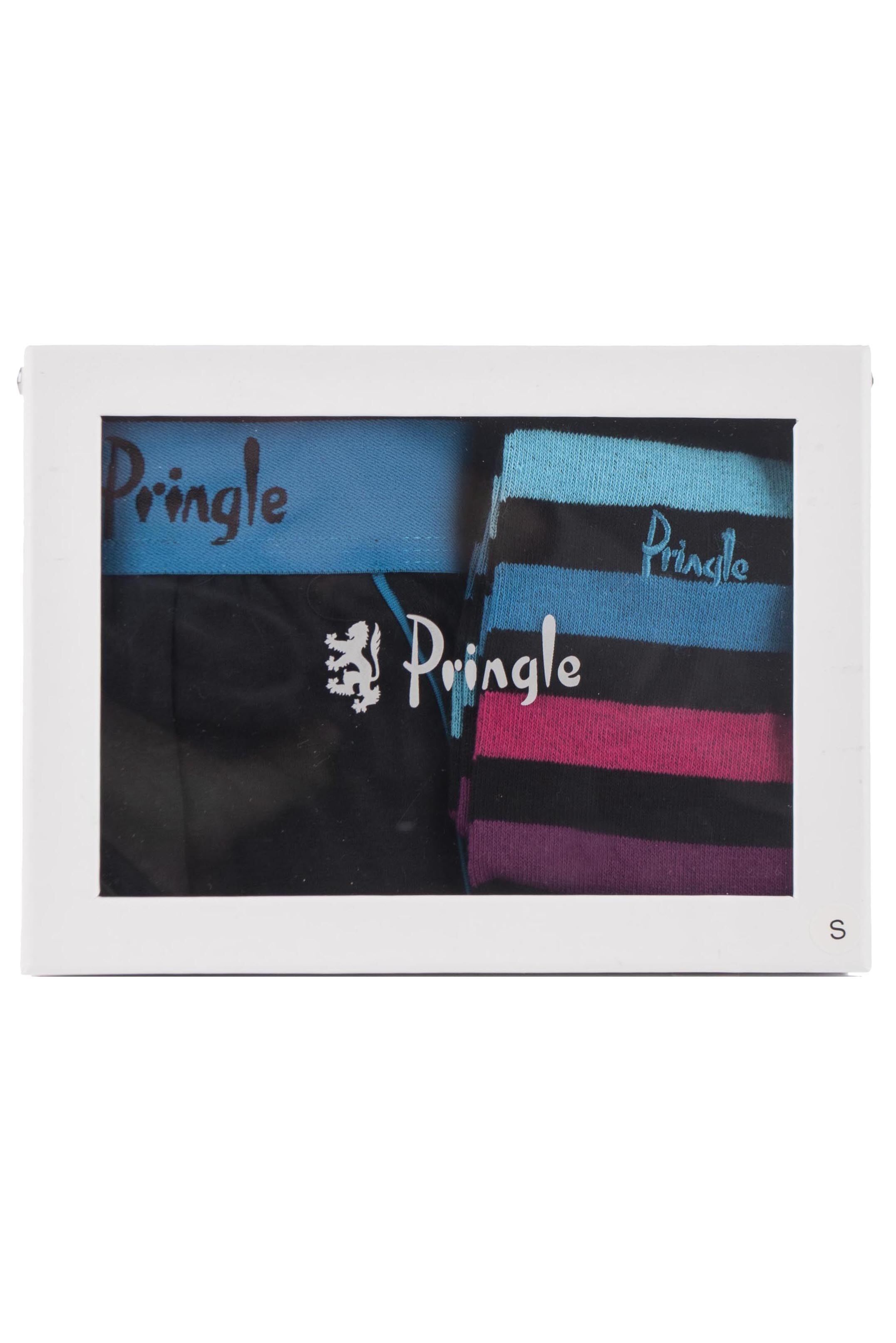Mens 2 Pack Pringle Gift Boxed Plain Boxer Shorts And Bold Striped