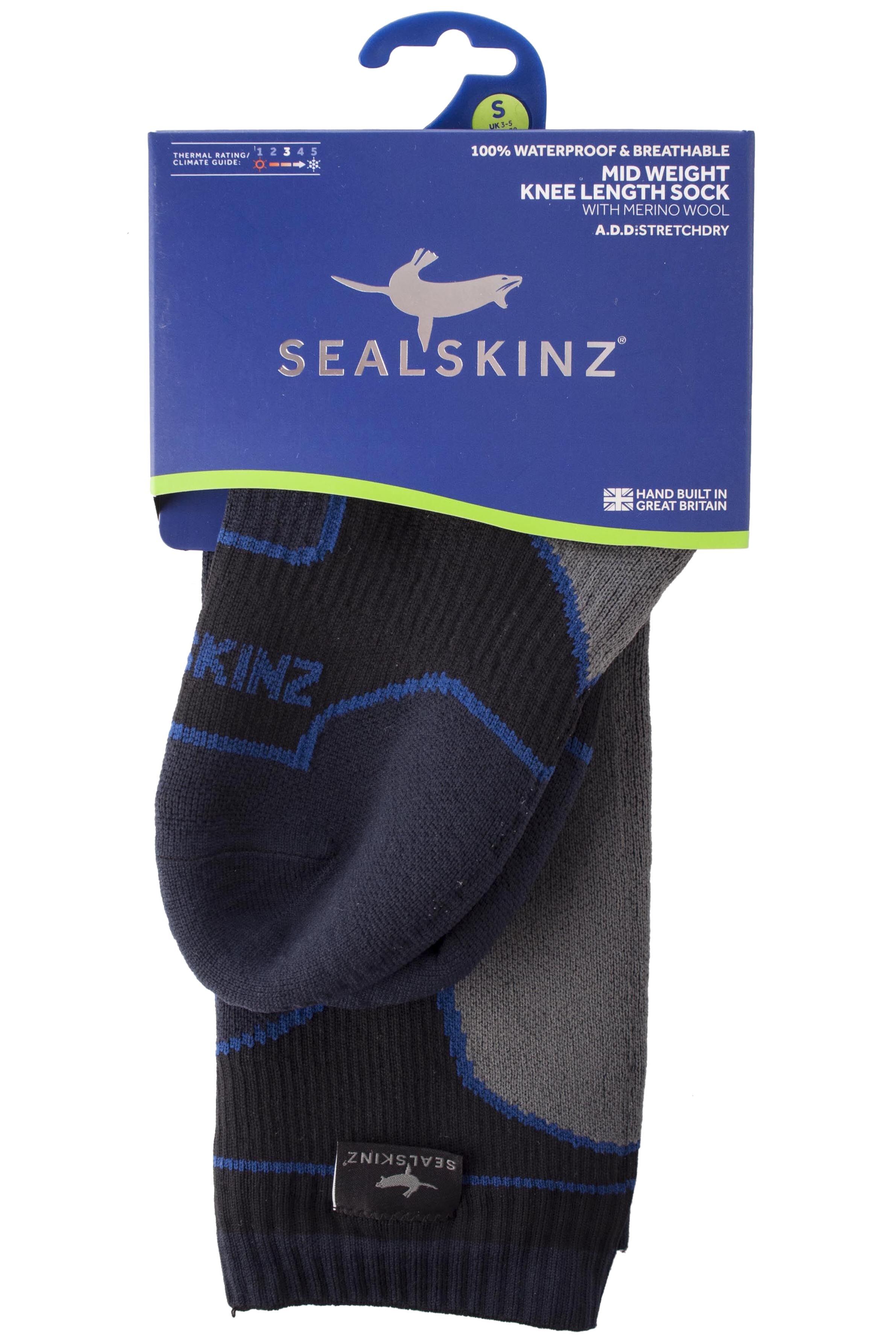 Mens And Ladies 1 Pair Sealskinz New And Improved Mid Weight Knee