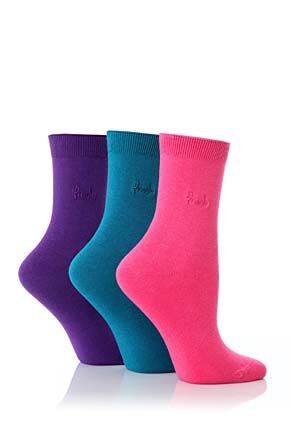 Ladies 3 Pair Pringle Tiffany Plain Trouser Sock In 5 Colours Dk Pink - Pink - Lt Pink