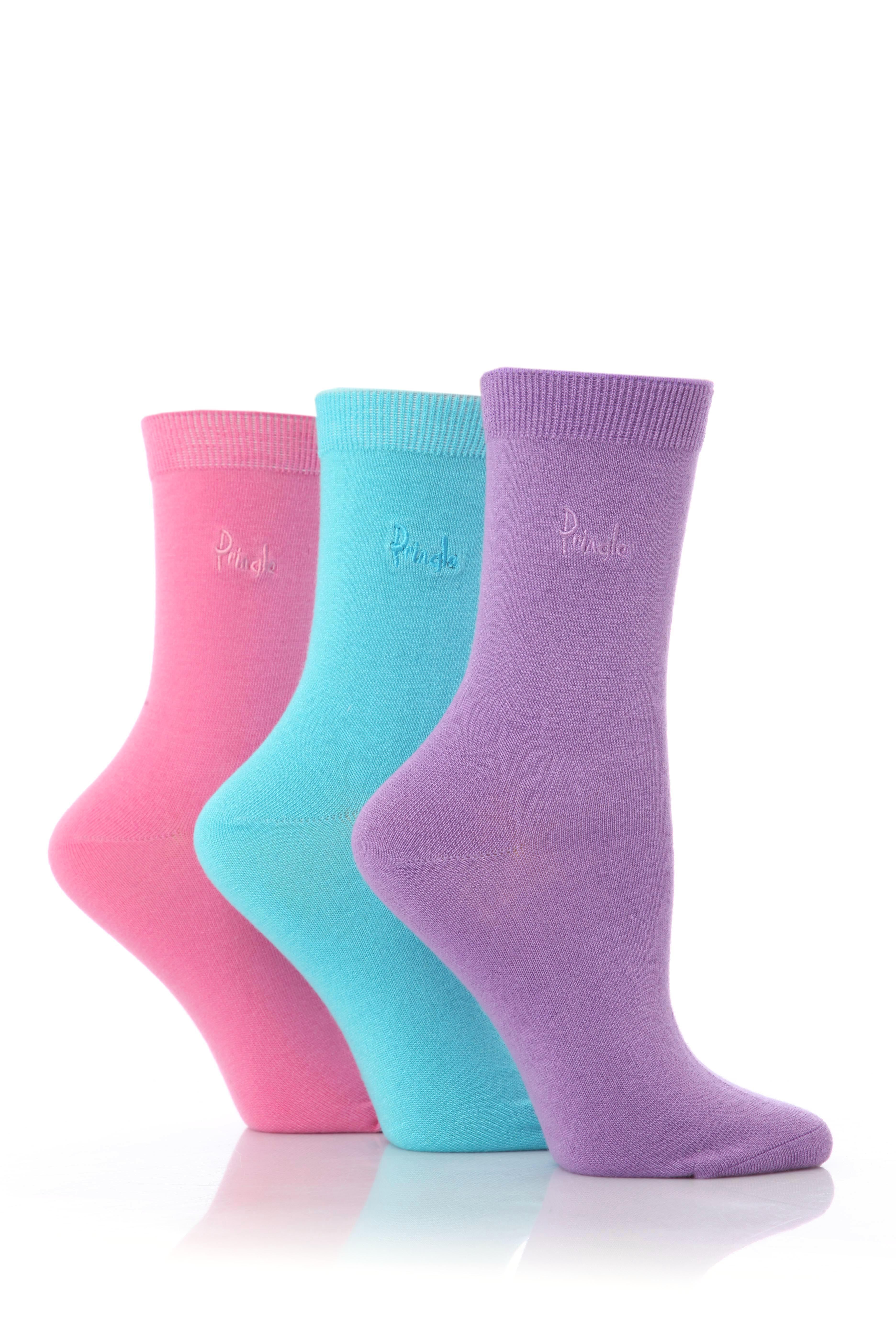 Ladies 3 Pair Pringle Isobel Plain Bamboo Socks In 7 Colours