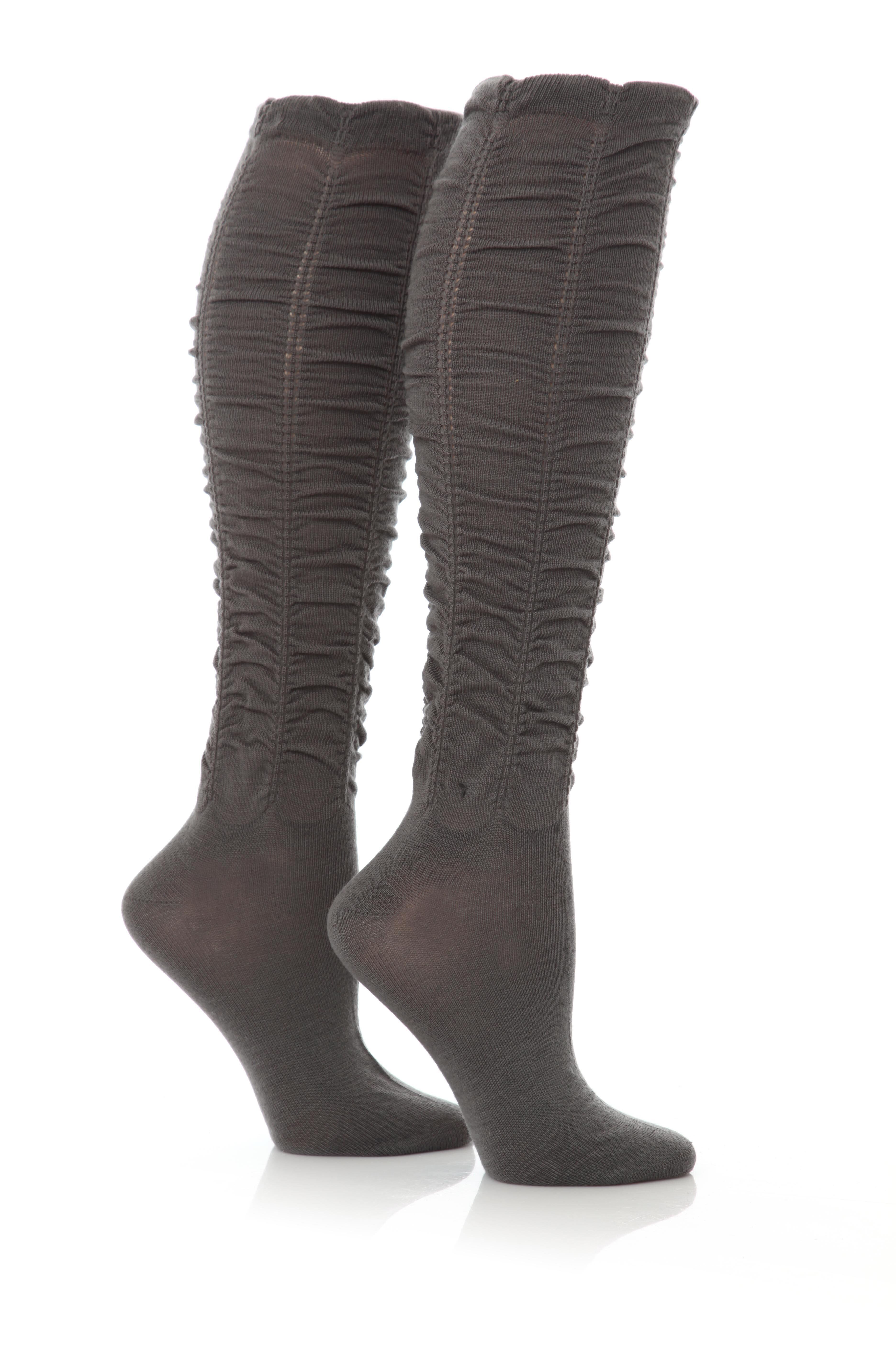 Ladies 2 Pair Pringle Lisa Knee High Socks In 3 Colours Grey